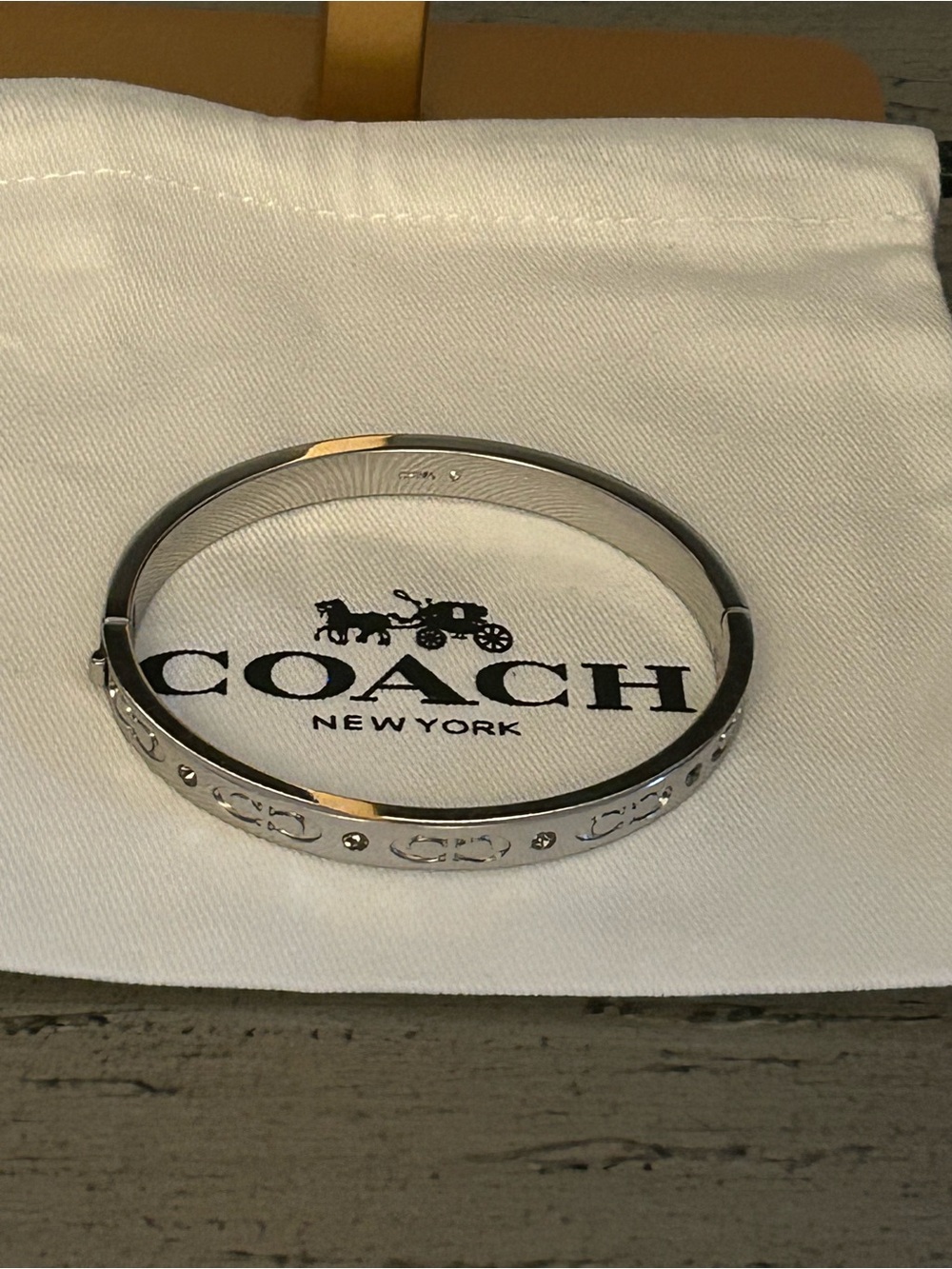 COACH Signature CC & Crystal Accents Hinged Bangle Bracelet w Dust bag - Picture 13 of 13